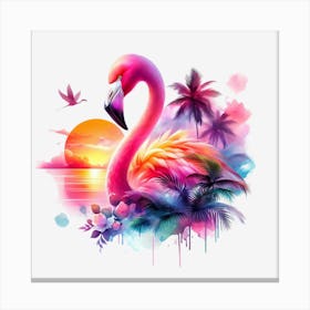 Flamingo Painting Canvas Print