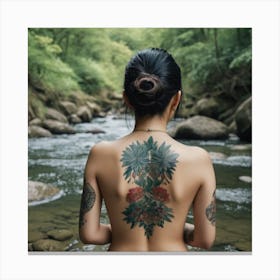 Asian Woman With Tattoo Canvas Print