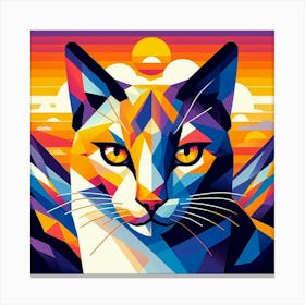 Noodle Low Poly Cat Canvas Print