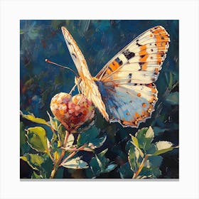 Butterfly Resting on Heart Flower 2 Canvas Print