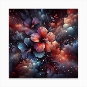 Hibiscus Flowers In The Sky Canvas Print