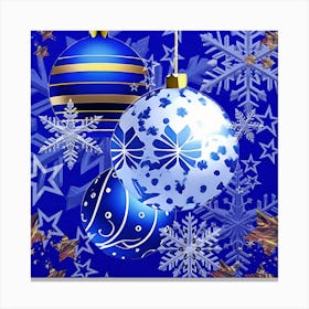 Cobalt Blue Christmas Ornaments Canvas Print