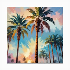 Palm Trees in Art Print 1 Canvas Print