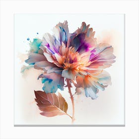 Watercolor Peony Flower Canvas Print