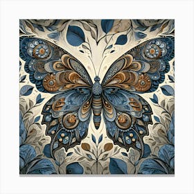 Decorative Block Print Butterfly Illustration II Canvas Print