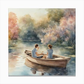 Couple In A Boat 1 Canvas Print