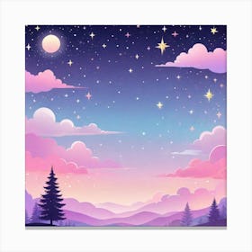 Sky With Twinkling Stars In Pastel Colors Square Composition 176 Canvas Print