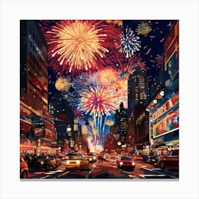 New York City Fireworks Canvas Print