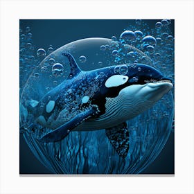 Orca dark black whale orca white dots orca_design Canvas Print