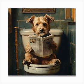 Dog Reading Newspaper 2 Canvas Print