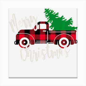 Trending Merry Christmas Buffalo Truck Tree Red Plaid Men Women Canvas Print