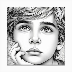 Young Boy Colouring 2 Canvas Print