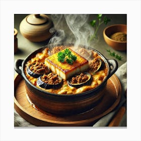 A Beautifully Presented Moussaka Hotpot Dish, Serv Canvas Print