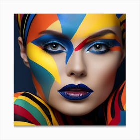 Young Woman With Colorful Makeup 1 Canvas Print