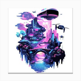 Futuristic City.Generated AI. Wall Art Print 2 Toile