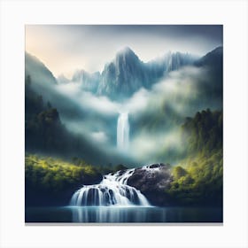 Blue Mountain Waterfall Canvas Print