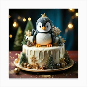 Firefly Adorable Penguin Themed Cake With Festive Wintry Accents 77625 (2) Canvas Print