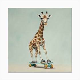 Giraffe On Skateboard Canvas Print