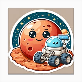 Cute Mars Sticker Canvas Print