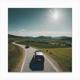 Car Driving In The Countryside Canvas Print