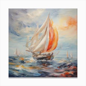 Sailboat on Sea, Abstract art Canvas Print