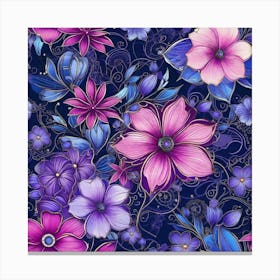 Purple And Blue Flowers 3 Canvas Print