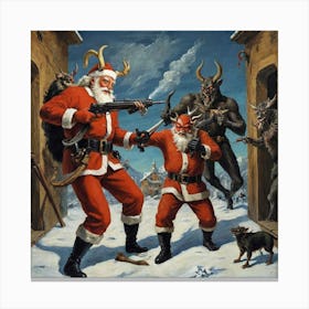 Santa Claus And Demons Canvas Print