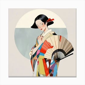 Japanese woman with fan 5 Canvas Print