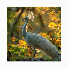 Peacock In The Forest Canvas Print