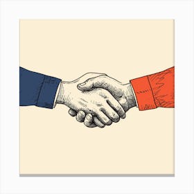 Handshake Drawing Illustration Canvas Print