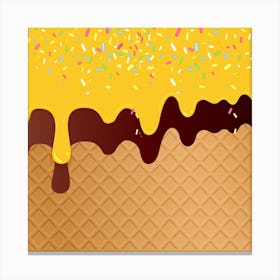 Ice Cream Waffle Vector Illustration Canvas Print