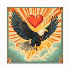 Art Deco Eagle with Heart-shaped Cloud 4 Canvas Print