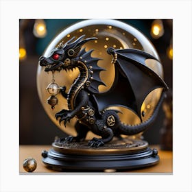 Steampunk Dragon snow globe Canvas Print