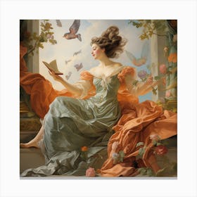 Lady Reading A Book 1 Canvas Print