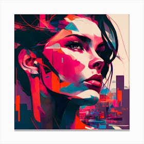 Cityscape Girl Abstract Style Print Canvas Print