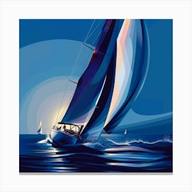 Sailboat At Night Canvas Print