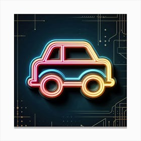 Neon Car Icon 1 Canvas Print