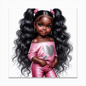 Black Girl With Long Hair 2 Canvas Print