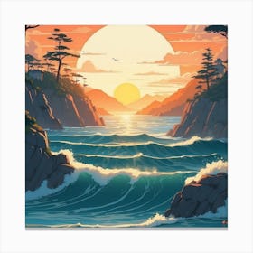 Sunset Over The Ocean Canvas Print