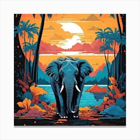 Elephant In The Jungle Canvas Print