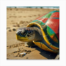 Turtle On The Beach 17 Canvas Print