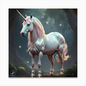 Unicorn In The Forest Canvas Print