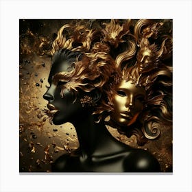 Golden Woman With Golden Mask Canvas Print