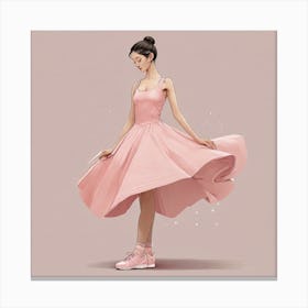 Ballerina In Pink Dress Canvas Print