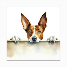 Dog Peeking Over A Wall 1 Canvas Print