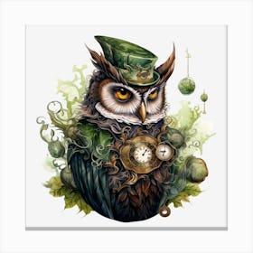 Owl With Clock Canvas Print