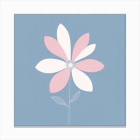 A White And Pink Flower In Minimalist Style Square Composition 604 Canvas Print