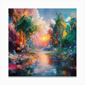 A stunning oil painting of a vibrant and abstract watercolor 17 Canvas Print