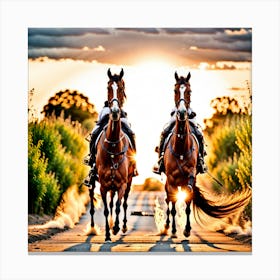 Horses In The Sunset Canvas Print