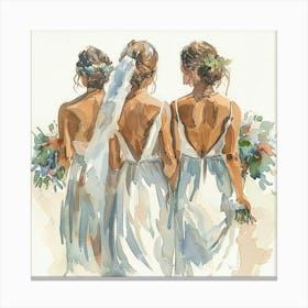 Watercolor Bride And Bridesmaids 1718374991 3 Canvas Print